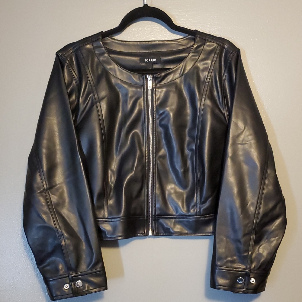 Torrid Black Faux Leather Crop Jacket